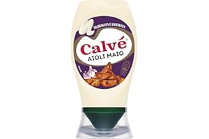 Calvé Aioli Gourmet, Salsa Maionese con Sapore di Aglio, Formato 250 ml Top Down, Delicata e Cremosa, Pensato per Tapas, Patate al Forno, Panini Gourmet e Grigliate
