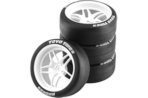 rockible 4Pcs RC Car Rally Drift Tyres Durable Replacement Spare Parts for XV01 1:10 Scale RC Touring Car, White