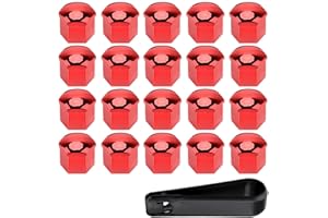 ETOPARS 20 Stück 17mm Auto Radmutterkappen Radschrauben Kappen Universal Reifen Mutter Abdeckungen Radmuttern mit Entfernung Werkzeug Rot