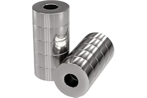 MAGNETE.COM 10 x magnes neodymowy Power Magnes srebrny – bardzo mocny – średnica 15 x 6 mm wysokość wewnętrzna 6 mm – super magnes – siła przyczepności ok. 5 kg – magnesy do białych tablic, tablic korkowych, tablic magnetycznych, warsztatów