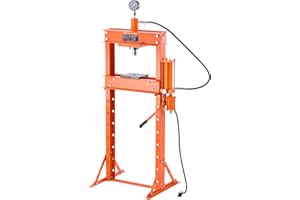 VEVOR Hydraulic Workshop Press 20 t (H-Frame) with Press Plate, Adjustable Hydraulic Press (Max. Cylinder 14 cm) with Triangle Support, Suitable for Bending & Straightening & Punching Orange