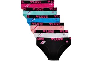 HORNICE Teenage Girls Knickers 6 Pack High Stretch Underwear Comfortable Briefs Everyday Wear Underpants with Sports Belt Panty for 8-18 Years Gilrs and Women