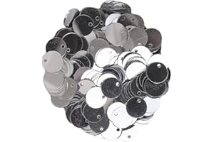 EXTRWORY Paillettes rondes en plastique de 10 mm avec trou pour bricolage de bijoux et vêtements (argenté)
