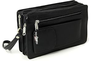 DrachenLeder Geldbörse Handgelenktasche schwarz Herren Leder 20x12x7 D4OTJ512S Handgelenktasche