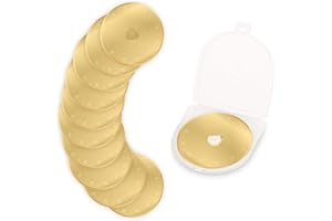 HAKKIN 10 Pack 45mm Rotary Cutter Blades, Titanium Coated Heavy-Duty Rotary Cutters Replacement Blades for Fabric, Paper, Vinyl, Scrapbooking, Card Making, Compatible with Olfa, Fiskar, Truecut and More
