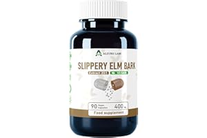 Alzuro Labs Slippery Elm 8.000mg | 20:1 Extrakt (400mg) | 90 Vegane Kapseln | Hochdosierte Unterstützung für Verdauung & Halskomfort | Laborgeprüft | GMP Zertifiziert
