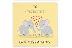 Hunts England - 14th Wedding Anniversary Card - Ivory Anniversary - Iconic Collection - Fun Cute Card - For Him, Her, Couples