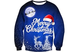 Rave on Friday Unisexo Navidad Sudaderas 3D Impresión Ugly Christmas Sweater Hombre Tops Sweatshirt S-XXL