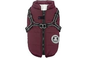 Poseca Dog Coat with Harness,Dog Coats Waterproof,Small Dog Harness Jacket,Puppy Winter Fleece Jackets,Winter Waterproof Coat with Reflective Harness and Zipper for Small Medium Large Dogs