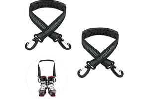PEUTIER 2pcs Ski and Boot Carrier Straps, 20.7x1 Inch Portable Ski Carrier Straps with Anti-Skid Pad and Double-Ended Buckles, Winter Ski Bag Shoulder Strap and Pole Carrier Accessories