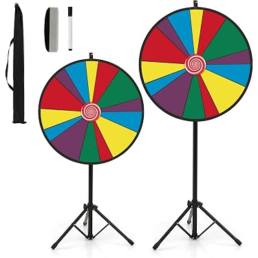 Ruota Della Fortuna 40 Cm – 12 Spazi Personalizzabili – Altezza Regolabile 97-155 Cm – Con Suono 'click' E Lavagna