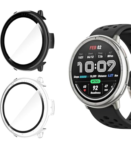Hülle Für Amazfit Active 2 Square – Mit Glasschutzfolie & Hartplastik-Rahmen (Schwarz)