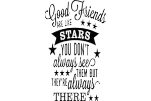 TLK DESIGNS Good Friends are Like Stars You Don't Always See Them But They're Always There Quote Wine Bottle Vinyl Decal Sticker for Car/Window/Wall (Black Matt)