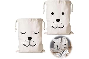 OCCOUMR 2 worki na pranie z bawełny, podróżne, ze ściągaczem, nadają się do prania w pralce i wielokrotnego użytku, o dużej pojemności, 60 x 50 cm