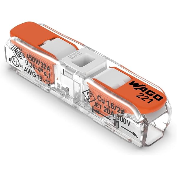 Wago 773-168 8-Conductor Wall Nuts – 50 Pack, Wire Connectors For 18-12 AWG Solid And 16-12 AWG Stranded Wire, Secure Pull-Proof Splices