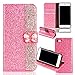 Produktbild iPhone SE Glitzer Hülle,iPhone 5S Leder Hülle,Hülle Flipcase für iPhone SE/5S/5,Vintage Elegant Edel Einfarbig Matt Luxus Mode Butterfly Muster Glitter Glitzer Bling Diamond Ultra Weich Schlanke Ledertasche Brieftasche mit Magnetverschluss Flip Frau Mädchen Komplett Schutz Schutzhülle Handyhülle Etui Case Cover für Apple iPhone SE/5S/5