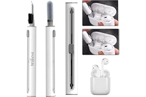 Wilbeva Kit di Pulizia per Airpods, Penna per Pulisci Auricolari Bluetooth per Airpods Pro 1 2 3 Samsung MI Android, Accessori 3 in 1 Multifunzione per Airpods/Tastiera/Cuffie Cleaner/Cleaning Penna