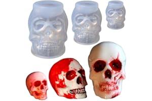 ZOOMPIL Molde de Silicona con Calavera, Molde de Silicona de Calavera 3D para Halloween, Molde de Vela de Calavera, Moldes de Resina de Cráneo de Fácil Liberación Para Hacer Velas de Halloween