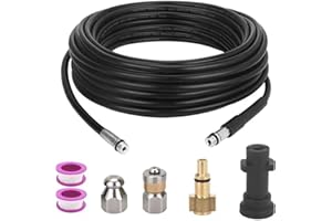 YUET High Pressure Washer Drain Pipe Hose Cleaning Kit Cleaner with Adapter, Tube Unblocker Sewer Jetter, Jet Nozzle Rotating for Karcher Washers Replacement, Kärcher K2-K7 Series & LAVOR 15M