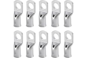 ZESCYHA 10 Pièces Cosse Tubulaire M8 16mm², Cosse Câble 16mm², Cosses à Sertir Non Isolées, Cosses Electriques Cuivre Étamé Haute Conductivité, Pour Câbles de Batterie de Véhicules Automobiles, Motos, Boîtes