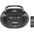 Gelielim Portable CD and Cassette Player Boombox Combo, Casette Tape Recorder with Remote, AM FM Radio, USB Playback with Earphone Jack, 5.1V Bluetooth Speaker, Battery Operated or AC Powered for