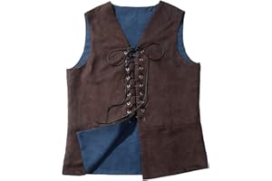 GRACEART Medievale Gotico Gilet Reversibile Pirata Gilet da Uomo Senza Maniche Cappotto Vintage (XXL, blu/marrone)