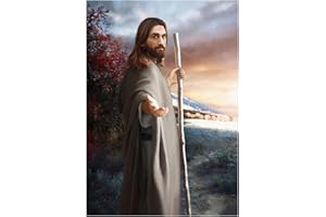 DCIDBEI Cuadro DIY de Pintura por Números Cuadro de Jesús Lienzo para Adultos Sobre Lienzo Kit de punto de cruz para niños piedras Dibujos Diamantes de Imitación Bordado Accesorios de Arte 30 x 40 cm