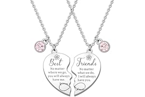 HULALA Charm Best Friend Necklaces For 2 Women Girls Birthday Christmas Gifts Friendship Matching Heart Necklace Jewellery