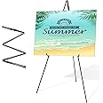 Display Easel Stand for Wedding Sign & Poster 63'' Portable Art Easel for Floor Adjustable Metal Easel Black