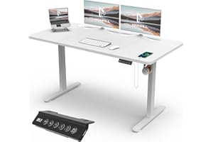 HOMALL Devoko Scrivania Regolabile In Altezza, Scrivania Elettrica Con Gestione dei cavi e porta di ricarica USB, Altezza Regolabile 72-118 cm. 2 Altezze Di Memoria.Scrivania Per Ufficio (bianco, 140X60cm)