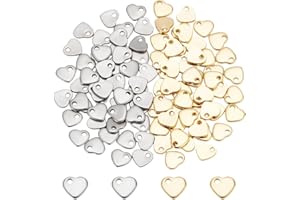 UNICRAFTALE 100 Stk 2 Farben Herz Charms Anhänger Set 5mm Klein Armbänder Anhänger Edelstahl Heart Ohrring Anhänger Metall Herz Schmuck Anhänger Für Verlängerung Kette DIY Valentinstag Geschenke