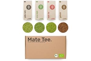 ‎CAÁMATE. Mate Tee Probierset ● 4 Bio Matesorten ● je 100g Erva Mate + Yerba Mate + grüner Matetee + gerösteter Matetee
