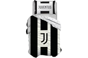 hermet Juventus F.C, Set Copripiumino Singolo In Cotone, Parure Copripiumino, 100% Cotone, Sacco 155x200, Federa 50x80, Letto cameretta, Prodotto Ufficiale, (No Lenzuolo Con Angoli)