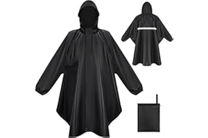 LUROON Poncho Pluie Imperméable avec Capuche Cape de Pluie Pliable avec Poches Bandes Réfléchissantes, Poncho Imperméable Unisexe Poncho Pluie Réutilisable,Cape de Pluie pour Randonnée Voyage Cyclisme