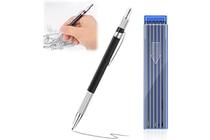 WUIOWPPIC Retractable Tracer Pencil Mechanical Pencil Woodworking Tools Roofing Tools Deep Hole Marker Work Pencils for Builders Clutch Pencil Carpenter Pencils with Sharpener Black Body Black Refill
