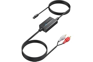 AUTOUTLET Konwerter AD, analogowy do cyfrowego konwertera audio, analogowy, cyfrowy konwerter RCA na SPDIF Toslink, adapter z kablem 1,1 m RCA męski + 1 m kablem optycznym do gramofonu