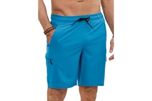 YloveM Badbyxor herr 2 i 1 innerbyxor, nätfoder, snabbtorkande boardshorts, herr med dragsko, ventilerande badshorts med dragkedja, vattenavvisande simbyxor, elastiska