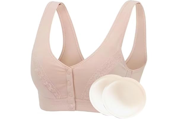 XWSM Soutien-Gorge de Mastectomie à Fermeture Frontale, Post-Chirurgie, avec Poches de prothèse Mammaire en Silicone, Haut Bralette, Lingerie for Femmes (Color : Skin, Size : XXL/XX-Large)