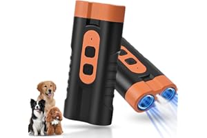 Aomig Ultradźwięki dla psów, ultradźwiękowy odstraszacz psów ze światłem LED, 33 stopy przenośne urządzenie zapobiegające szczekaniu, 30 dni pracy, trening ultradźwiękowy dla psów, 15000 HZ-40000 Hz