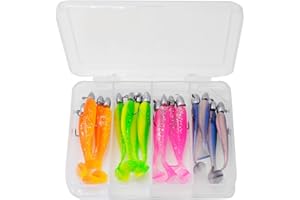 FOLANDO 16pcs Fishing Soft Lures Kit, Weights Jig Heads Hooks Lures Baits Plastic Kit for Trout Redfish Saltwater/Freshwater 5cm3g GDE-31