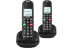ALCATEL XL685 Duo - Téléphone Fixe sans Fil DECT Senior Format XL - Écran Graphique Haute lisibilité - Grandes Touches - Audio Boost - Mains Libres - Blocage des Appels - 2 Combinés - Noir