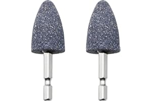VNDKGN 2 Pcs Drill Sanding Attachment,Cone Shape Grinding Wheel Bits Stone Angle Grinder Drill Bit Sharpener,Hexagonal Handle Brown Corundum Grind Stone,Rotary Tool Drills Polishing Deburring Carving