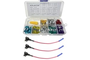 KOLACEN Automotive Auto Truck Mini Blade Typ Sicherung Assorted Kit 81 Stück + 3 Stück 16 Gauge Add-a-Schaltung Mini Fuse TAP Adapter