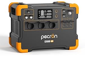 PECRON Centrale Elettrica Portatile E2000LFP,1920Wh LiFePO4 Batteria,3X2200W(4400W Picco) AC Uscita generatore solare per esterni, camper, campeggio (E2000LFP)