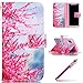 Produktbild PU Ledertasche Handyhüllen iPhone X,iPhone X Case with Lanyard,Hpory Retro Elegant Colorful Painted Pattern with Lanyard PU Ledertasche Handyhüllen Bookstyle Klapphülle PU Leather Case With Multi-Kredit Kartenfächer Wallet Flip Cover mit Standfunktion Magnetverschluß Cover Case PU Leder Und Silikon Innenschale Anti-Staub Anti-Kratzer und Shockproof Telefon Tasche Handytasche Schutzhülle für iPhone X + 1 x Hpory Stylus-(Pflaumenblüte)