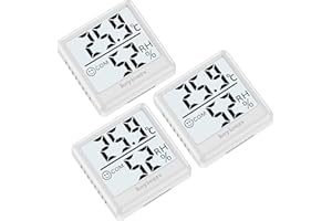 Thermometer Hygrometer Indoor hoyiours Digital Thermo-Hygrometer with Large LCD Screen, Smiley Indicator, 3s Quick Refresh, Mini Humidity Monitor for Office, School, Greenhouse, Pack of 3, White