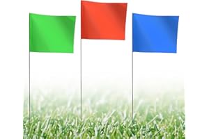 NAACOO Marking Flags, Marking Flags for Lawns, 38 x 10 x 13 cm, Pack of 100, Red & Green & Blue Landscape Flags, Irrigation Flags, Lawn Flags, Yard Markers, Suitable for Distance Measuring Wheel.