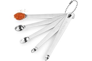 ESIE HOUZIE Mini Measuring Spoons Set of 5 - Stainless Steel Small Tiny Measuring Spoons: Tad 1/4, Dash 1/8, Pinch 1/16, Smidgen 1/32, Drop 1/64 for Home Kitchen Baking Cooking