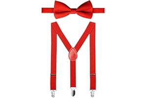 KIRALOVE - Bretelle bambino - papillon - completo - bretelle elastiche regolabili - farfallino y - tinta unita