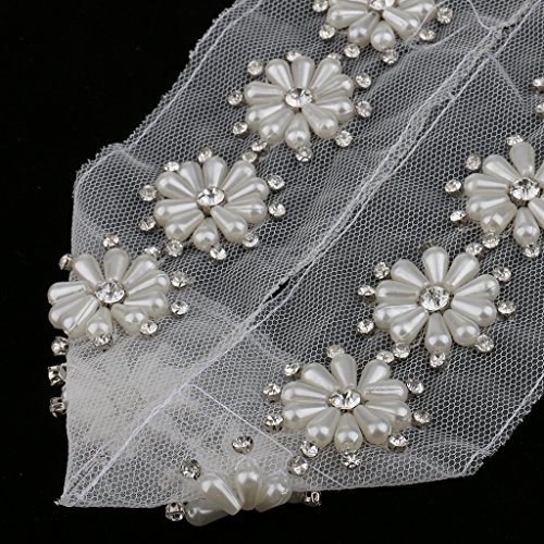 MagiDeal Perlen Borte Spitzenborte Spitzenband Besatz Kleidung Nähen Hochzeit Deko DIY – Farbe 3, 97cm - 4